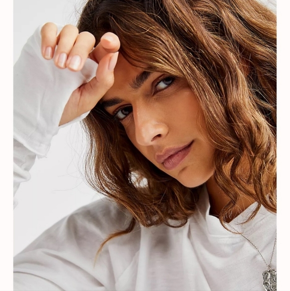 Free People We The People Arden Tee Long Sleeve Tunic Optic White Small - Picture 5 of 8